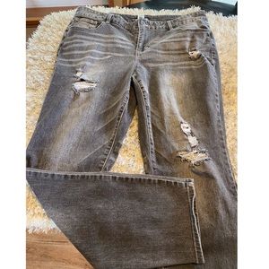 Maurices Grey Wash Distressed Slim Jeans Size 18